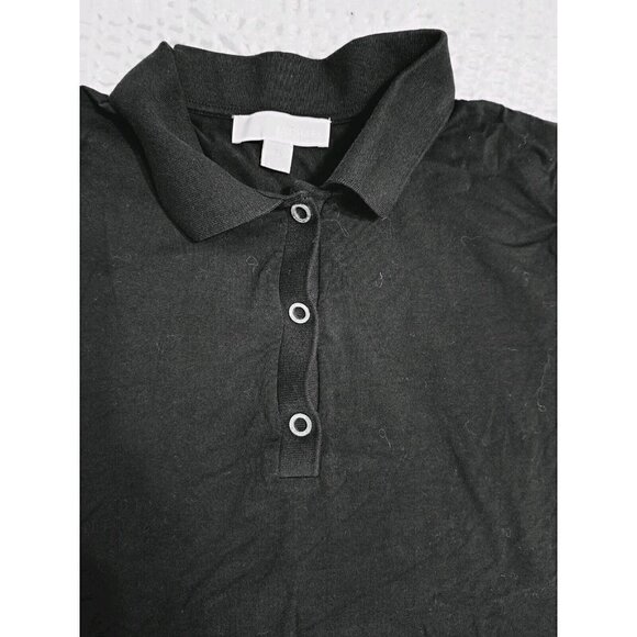 MICHAEL Michael Kors Women's L Black Snap Closure Classic Polo Short Sleeve - Picture 4 of 6